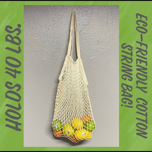 Eco-Friendly 100% Cotton String Bag - Ivory - Picture 2 of 6